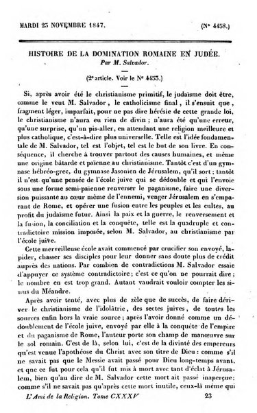 L'ami de la religion journal et revue ecclesiastique, politique et litteraire