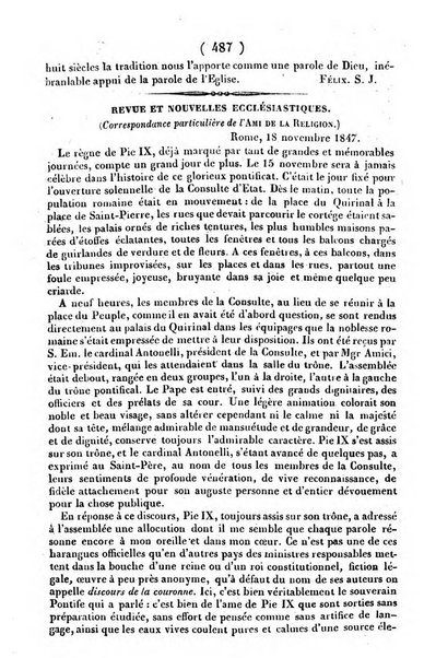 L'ami de la religion journal et revue ecclesiastique, politique et litteraire