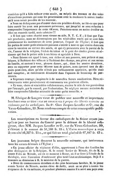 L'ami de la religion journal et revue ecclesiastique, politique et litteraire