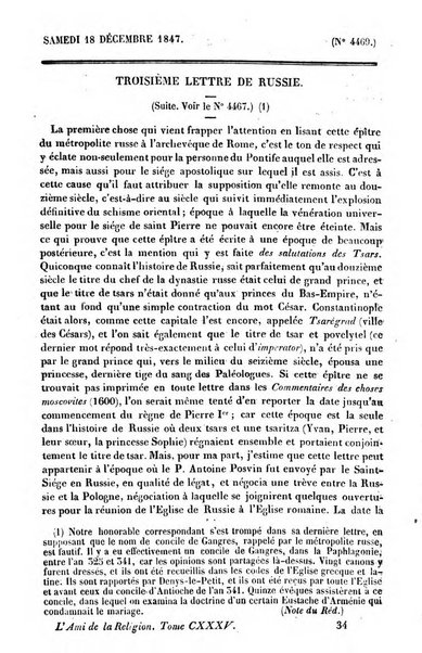 L'ami de la religion journal et revue ecclesiastique, politique et litteraire