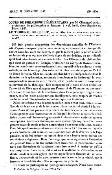 L'ami de la religion journal et revue ecclesiastique, politique et litteraire