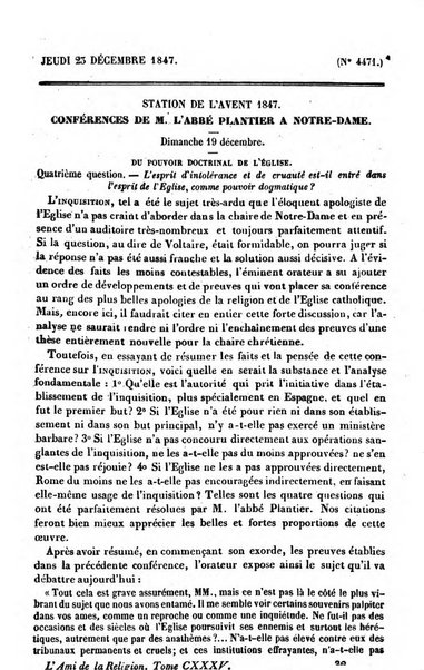 L'ami de la religion journal et revue ecclesiastique, politique et litteraire