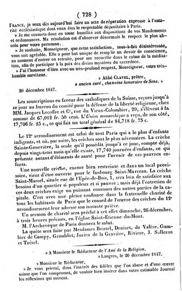 L'ami de la religion journal et revue ecclesiastique, politique et litteraire