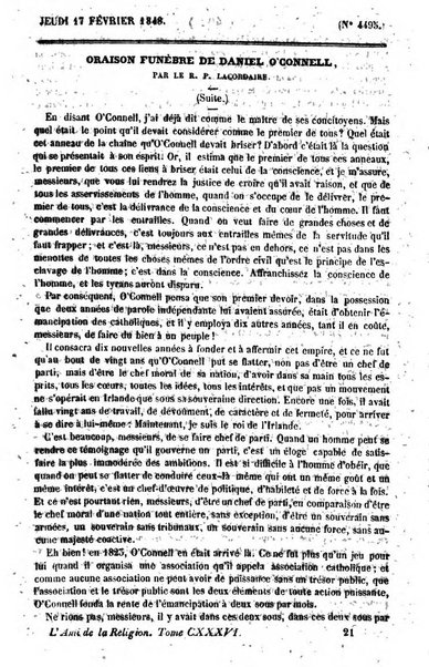 L'ami de la religion journal et revue ecclesiastique, politique et litteraire