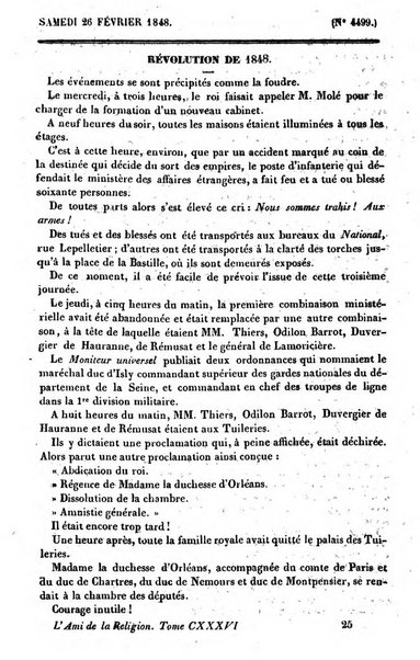 L'ami de la religion journal et revue ecclesiastique, politique et litteraire