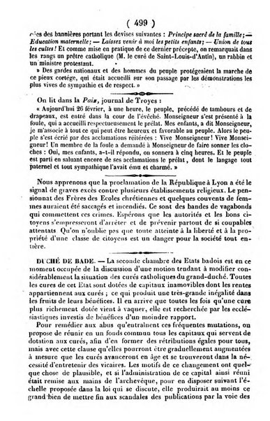 L'ami de la religion journal et revue ecclesiastique, politique et litteraire