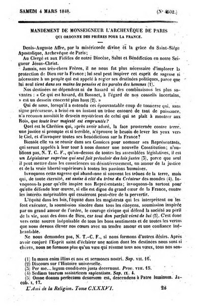 L'ami de la religion journal et revue ecclesiastique, politique et litteraire