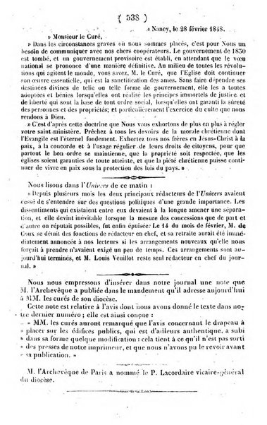 L'ami de la religion journal et revue ecclesiastique, politique et litteraire