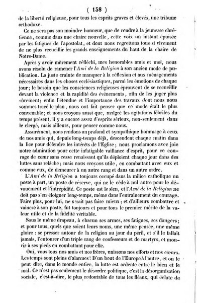 L'ami de la religion journal et revue ecclesiastique, politique et litteraire