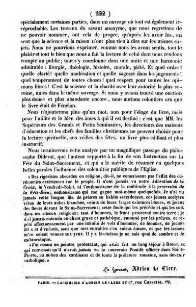 L'ami de la religion journal et revue ecclesiastique, politique et litteraire