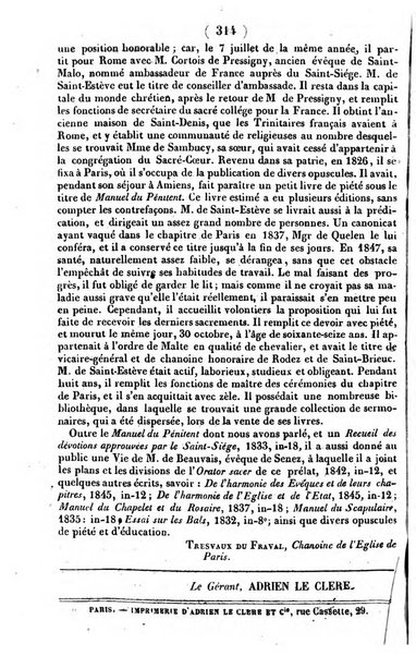 L'ami de la religion journal et revue ecclesiastique, politique et litteraire