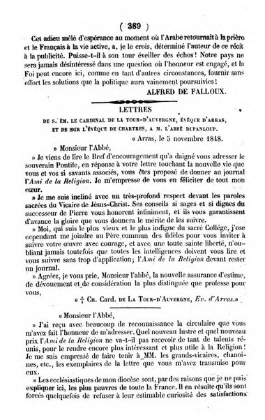 L'ami de la religion journal et revue ecclesiastique, politique et litteraire