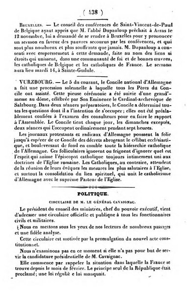 L'ami de la religion journal et revue ecclesiastique, politique et litteraire