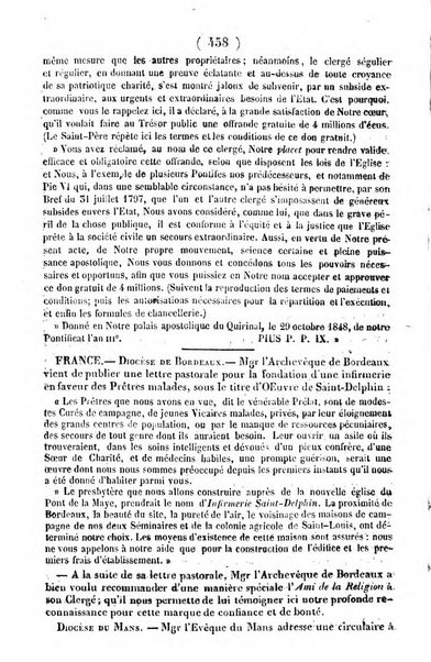 L'ami de la religion journal et revue ecclesiastique, politique et litteraire