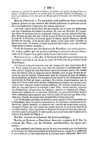 L'ami de la religion journal et revue ecclesiastique, politique et litteraire