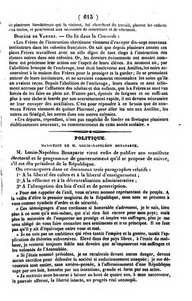 L'ami de la religion journal et revue ecclesiastique, politique et litteraire