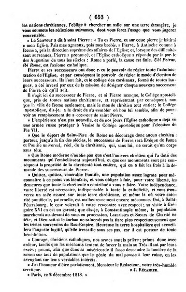 L'ami de la religion journal et revue ecclesiastique, politique et litteraire