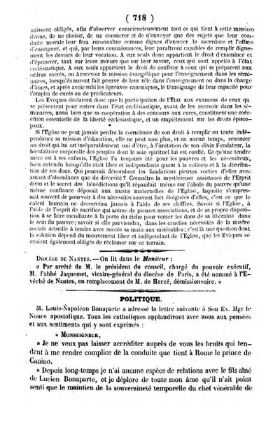 L'ami de la religion journal et revue ecclesiastique, politique et litteraire