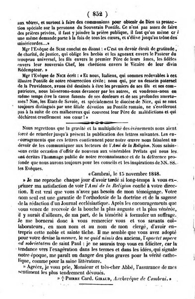 L'ami de la religion journal et revue ecclesiastique, politique et litteraire