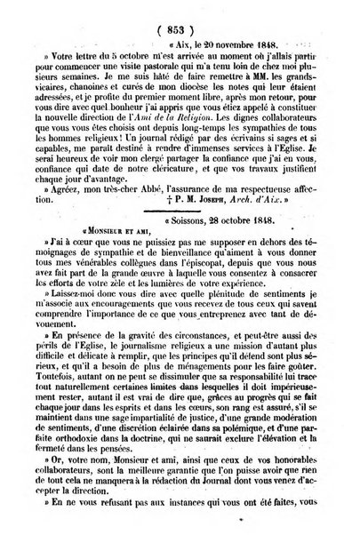 L'ami de la religion journal et revue ecclesiastique, politique et litteraire