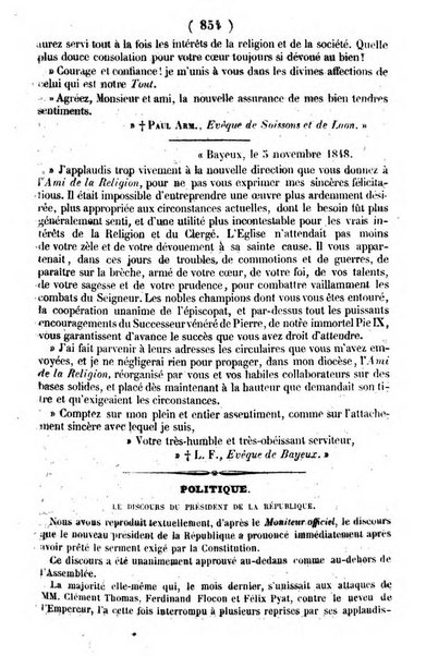 L'ami de la religion journal et revue ecclesiastique, politique et litteraire