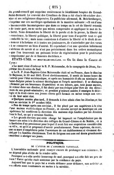 L'ami de la religion journal et revue ecclesiastique, politique et litteraire