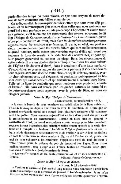 L'ami de la religion journal et revue ecclesiastique, politique et litteraire