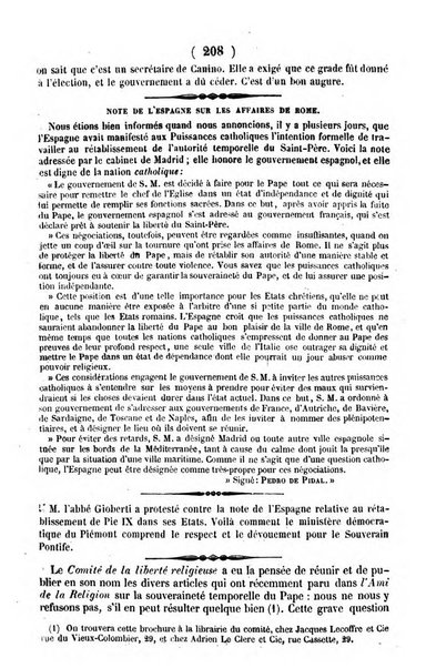 L'ami de la religion journal et revue ecclesiastique, politique et litteraire