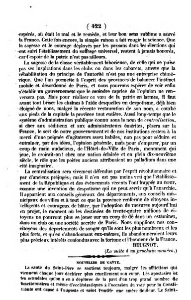 L'ami de la religion journal et revue ecclesiastique, politique et litteraire