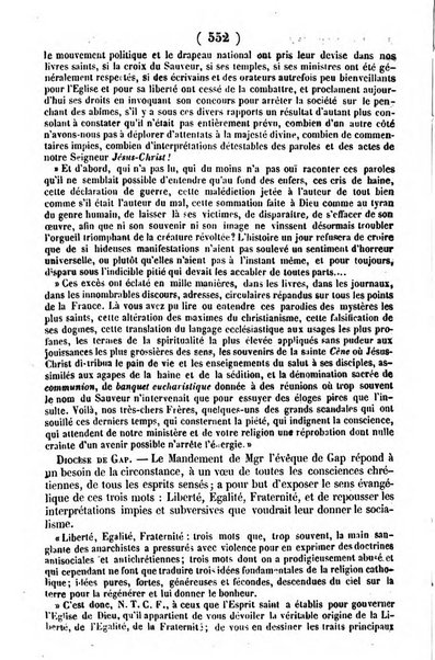 L'ami de la religion journal et revue ecclesiastique, politique et litteraire