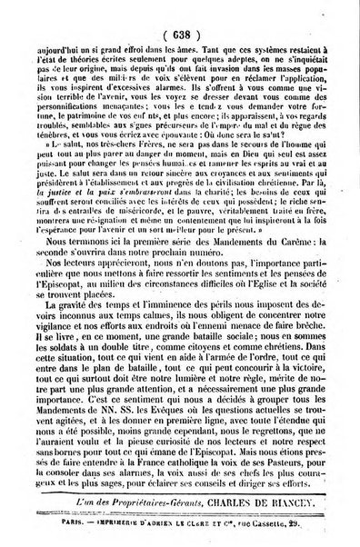 L'ami de la religion journal et revue ecclesiastique, politique et litteraire