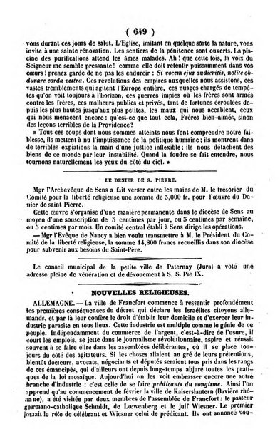 L'ami de la religion journal et revue ecclesiastique, politique et litteraire