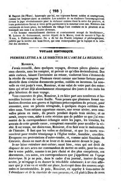 L'ami de la religion journal et revue ecclesiastique, politique et litteraire