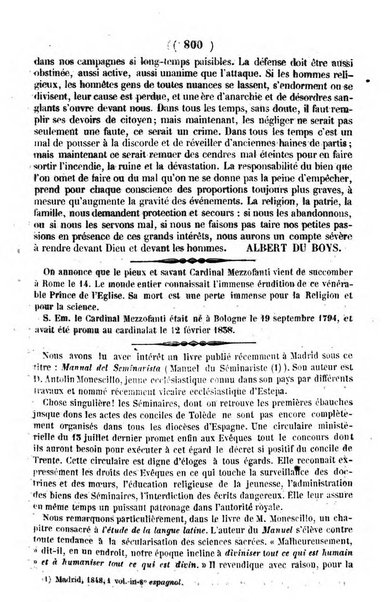 L'ami de la religion journal et revue ecclesiastique, politique et litteraire