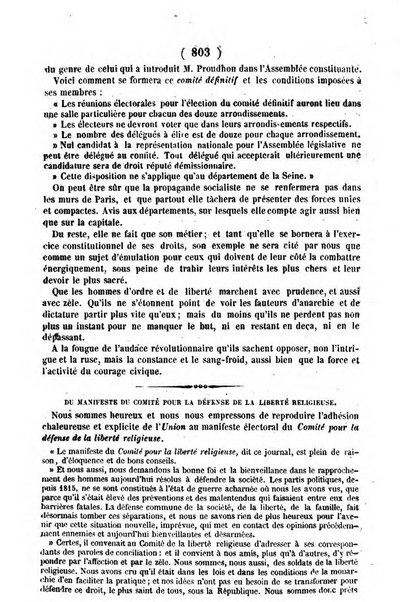 L'ami de la religion journal et revue ecclesiastique, politique et litteraire