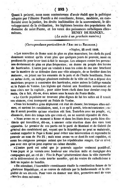 L'ami de la religion journal et revue ecclesiastique, politique et litteraire