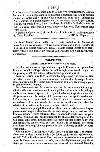 L'ami de la religion journal et revue ecclesiastique, politique et litteraire