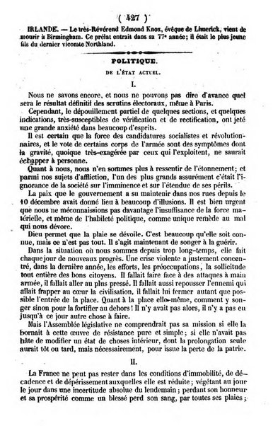 L'ami de la religion journal et revue ecclesiastique, politique et litteraire