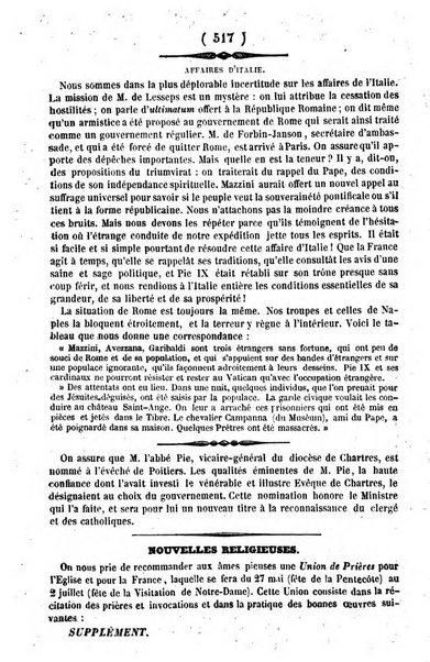 L'ami de la religion journal et revue ecclesiastique, politique et litteraire