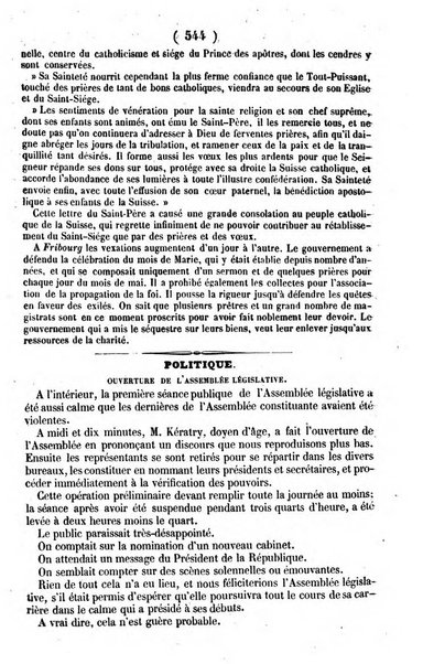 L'ami de la religion journal et revue ecclesiastique, politique et litteraire