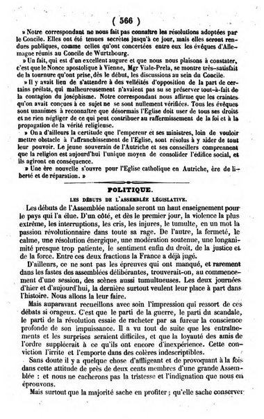 L'ami de la religion journal et revue ecclesiastique, politique et litteraire