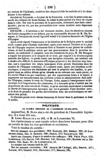 L'ami de la religion journal et revue ecclesiastique, politique et litteraire