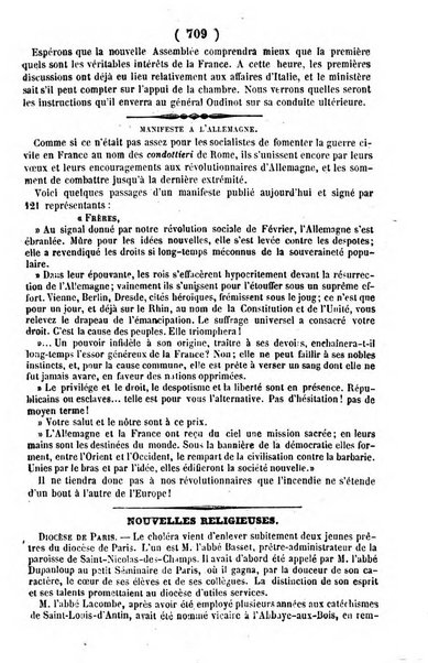 L'ami de la religion journal et revue ecclesiastique, politique et litteraire