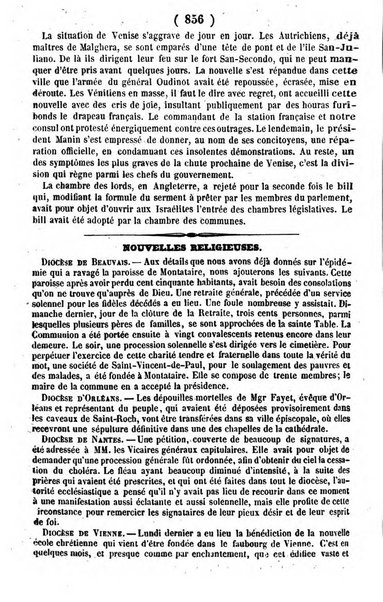 L'ami de la religion journal et revue ecclesiastique, politique et litteraire