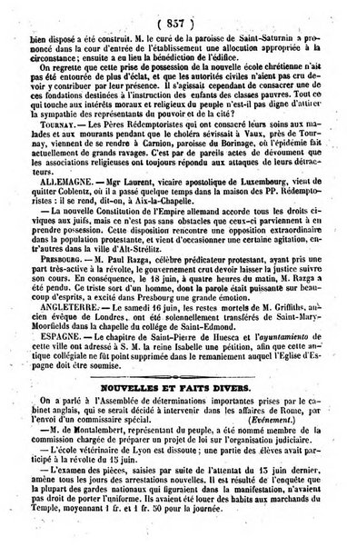 L'ami de la religion journal et revue ecclesiastique, politique et litteraire