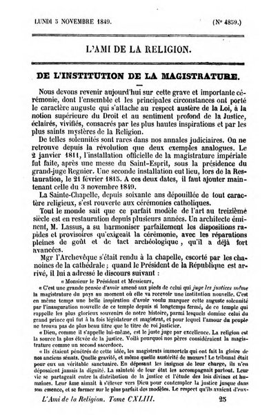 L'ami de la religion journal et revue ecclesiastique, politique et litteraire