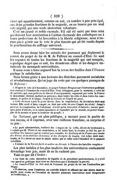 L'ami de la religion journal et revue ecclesiastique, politique et litteraire