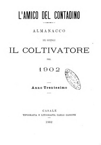 L'amico del contadino almanacco del giornale Il coltivatore