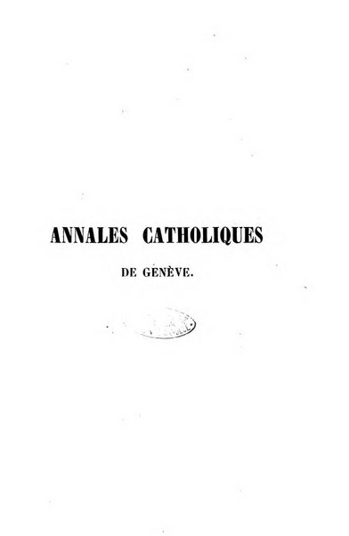 Annales catholiques de Geneve