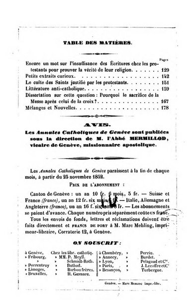 Annales catholiques de Geneve